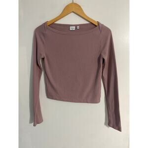 Aritzia Sunday Best top women’s S purple baby waffle knit cropped basic casual